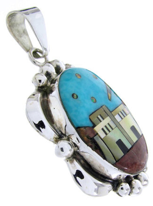 Sterling Silver Multicolor Native American Design Pendant YS67068